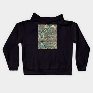 Denver Map Pattern in Mid Century Pastel Kids Hoodie